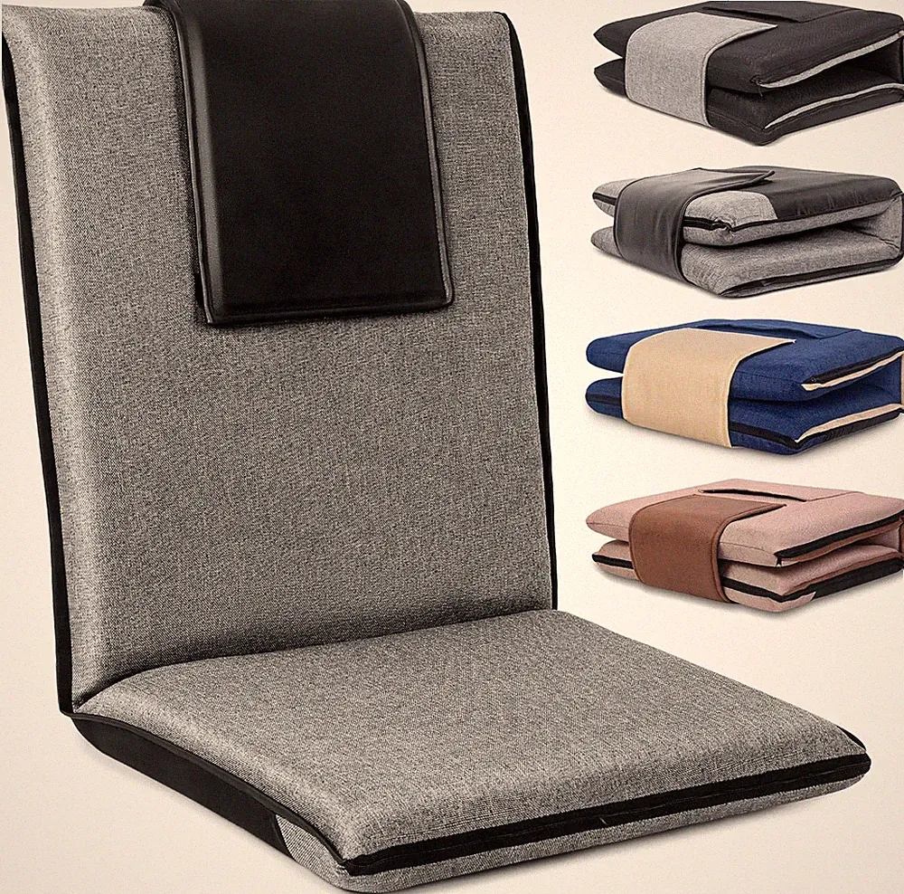 Adjustable Floor Chair with Back Support - Portable & Washable (Dark Grey)