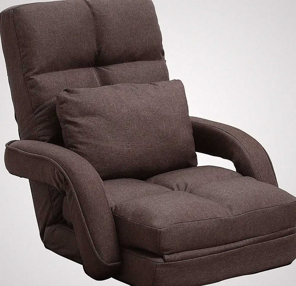 Adjustable Indoor Floor Chair with Armrest & Pillow - Comfy Gaming Recliner