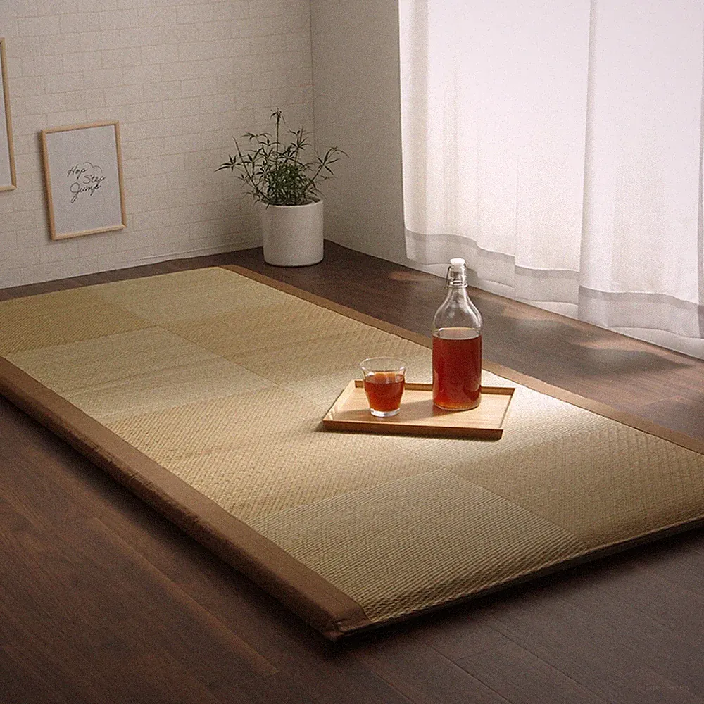 IKEHIKO Tatami Mattress Japanese rush grass Twin Foldable Bed Futon Brown 1372