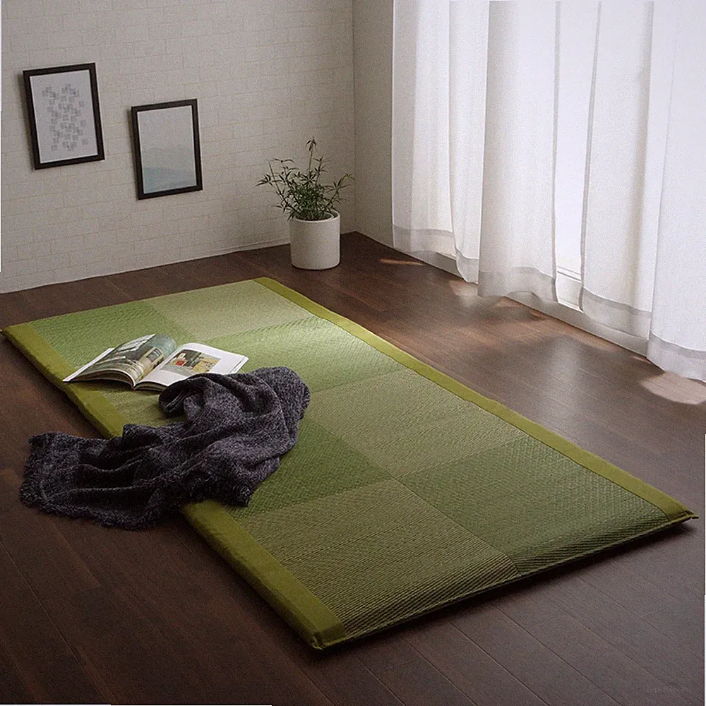IKEHIKO Tatami Mattress Japanese rush grass Twin Foldable Bed Futon Green 1372