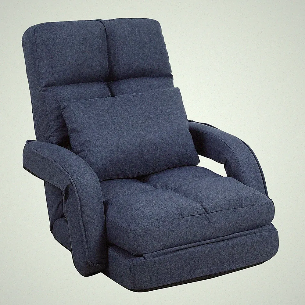Indoor Floor Chair with Armrest and Pillow Folding Chaise Lounge Sofa 14-Posi...