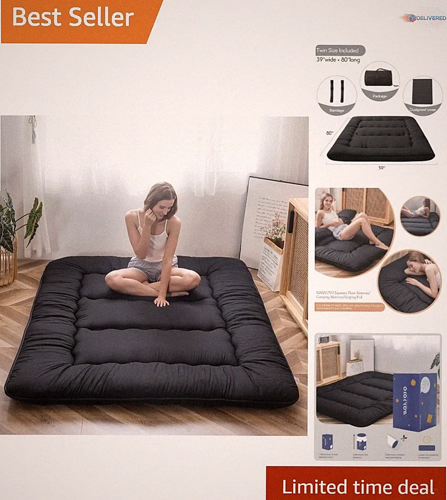 Japanese Floor Mattress Futon Twin Size Foldable Sleeping Pad Lounger Bed