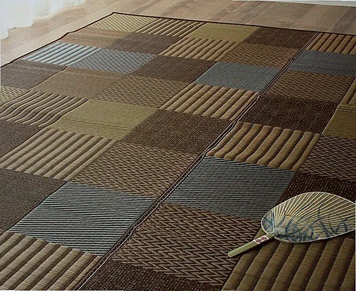 Japanese Igusa Summer Rug Tatami Mat Kyoto Sarashi Geometric Brown Made in Japan