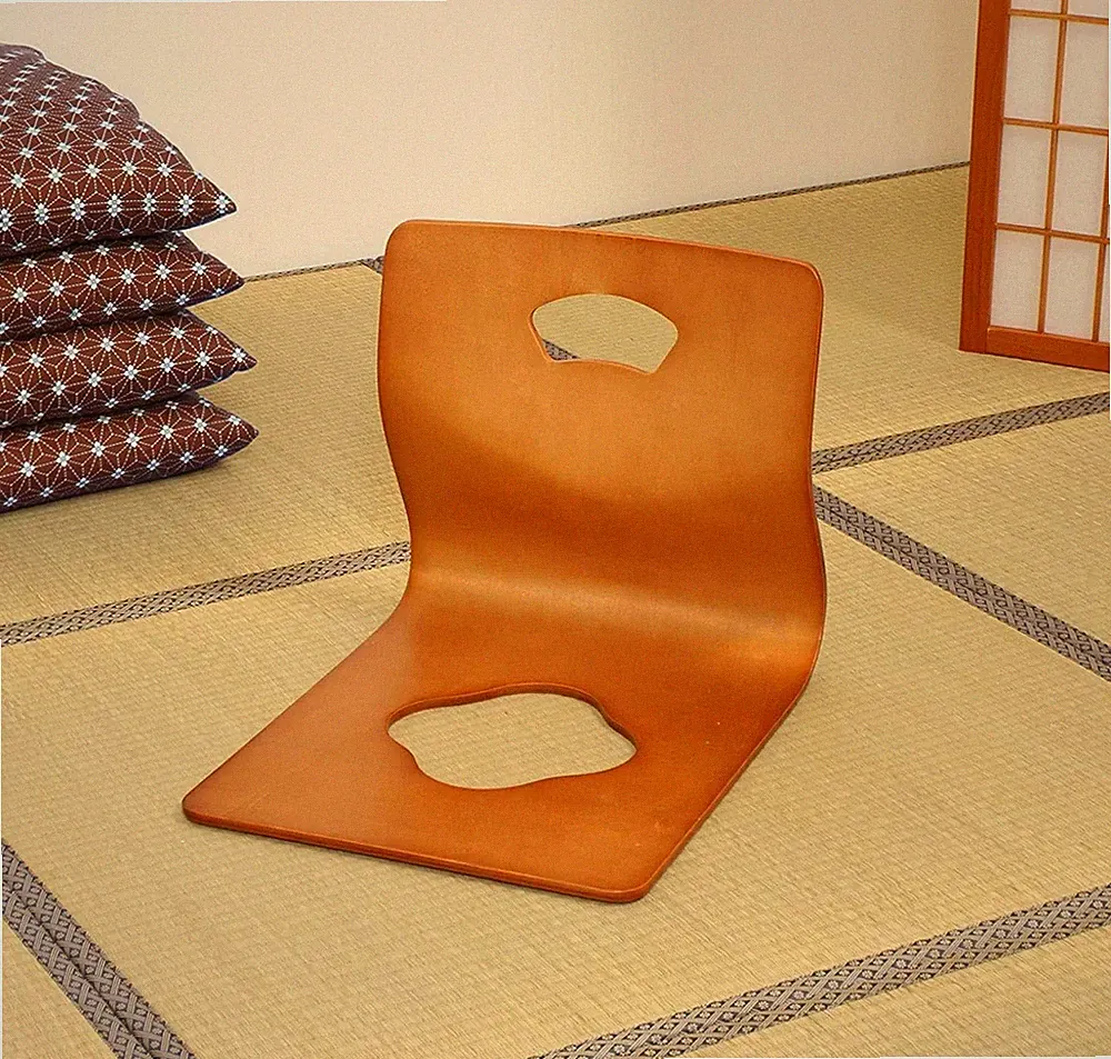 Japanese Ryokan Wooden Zaisu Floor Chair Set of 4 Tatami Seating New Traditional