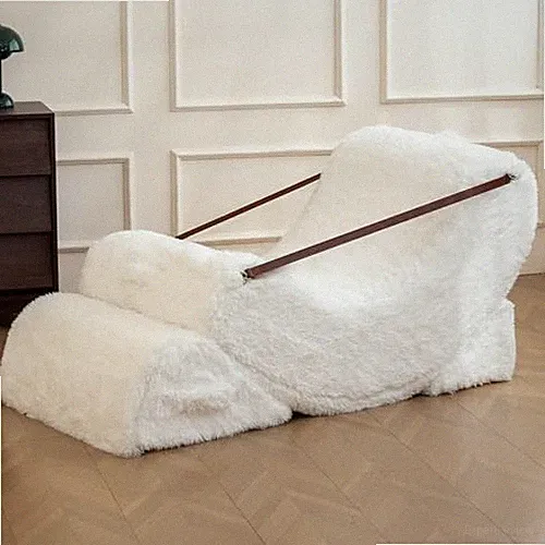 Modular Comfortable and Cozy Bean Bag Chair for Adults, Filled with Plush White