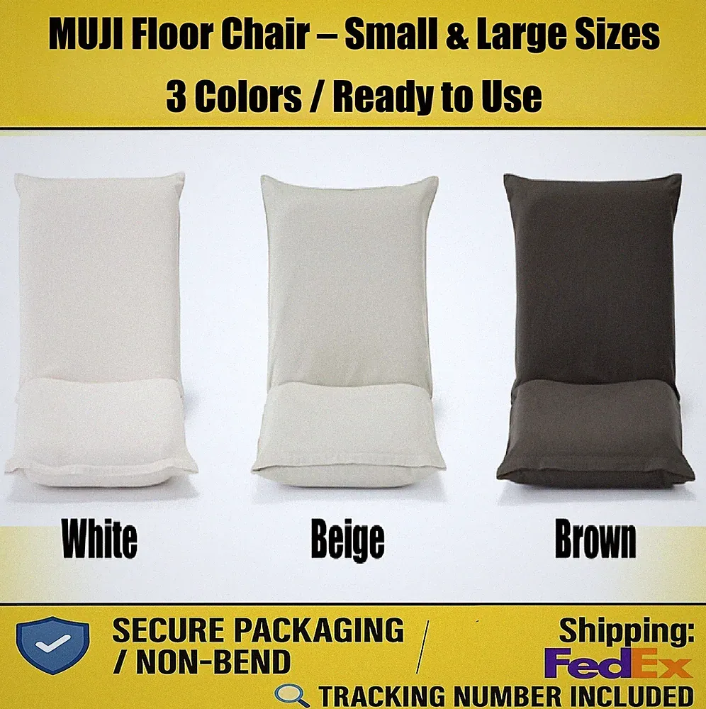 MUJI Floor Chair Zaisu Cotton Canvas Small/Large Reclining White Beige Brown New