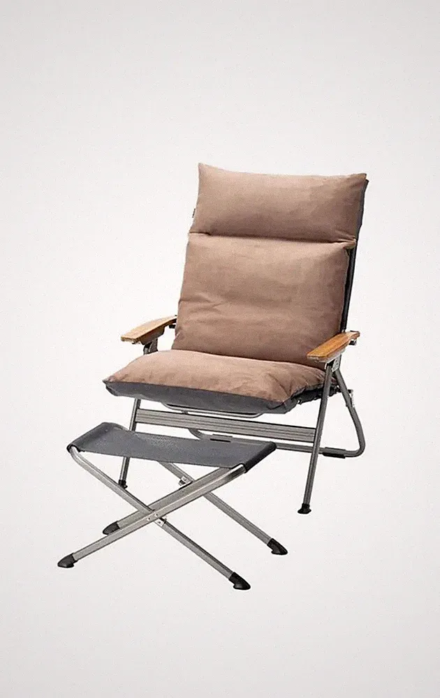 Snow Peak Reclining Chair Wide + Ottoman Set Aluminum Teak Barely Used Japan