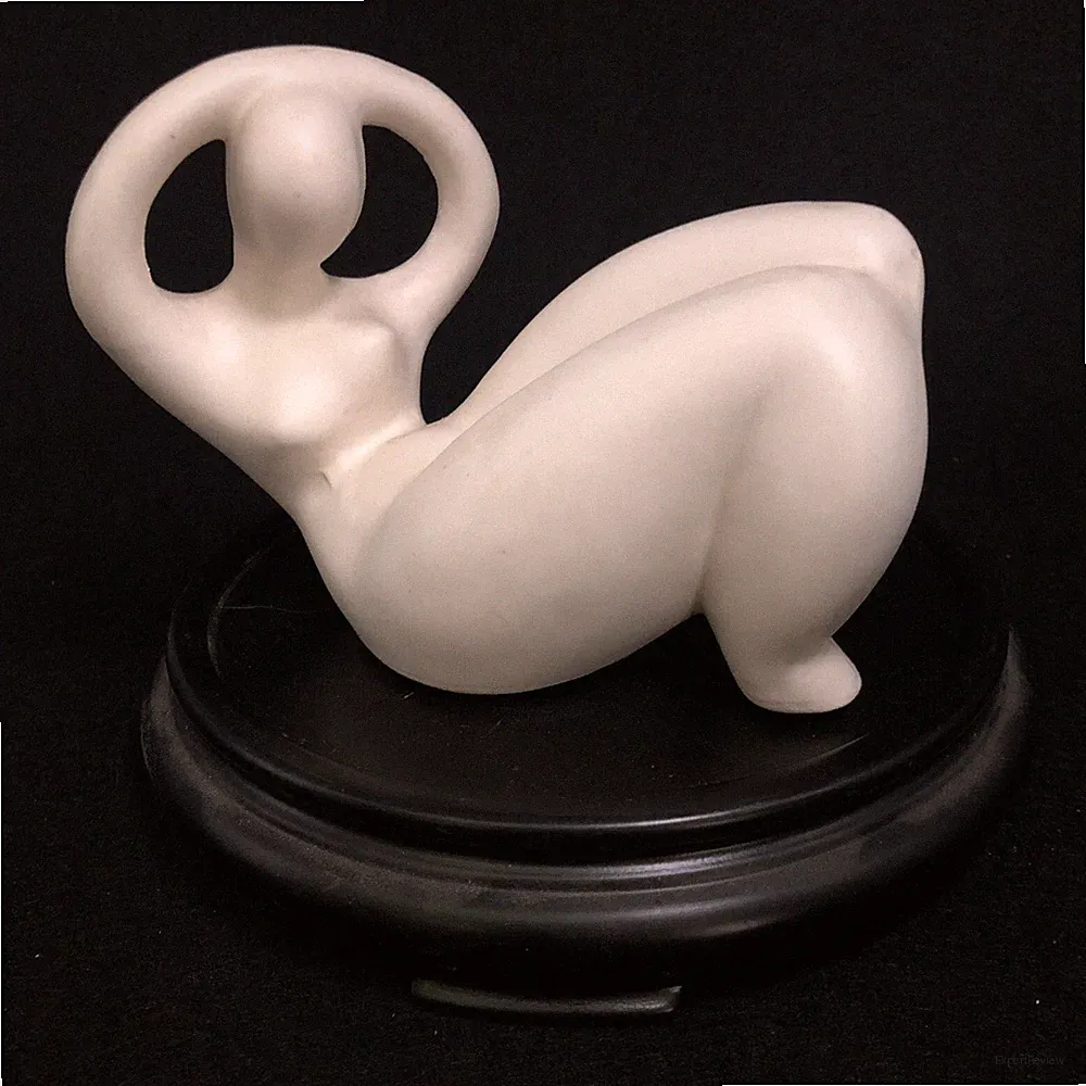 Vintage Figurine Nude Japanese White Porcelain Reclining Modern 4.5 "x 5.75 "
