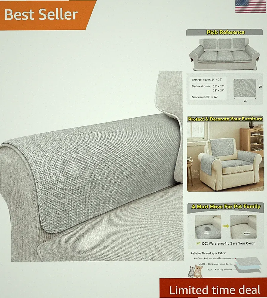 Waterproof Couch Arm Covers Set of 2 Slip-Resistant Sofa Armrest Protectors